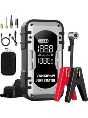 8000A Portable Jump Starter & Air Compressor, 150PSI, LED Light, Power Bank